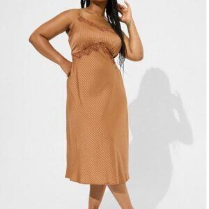 Torrid Tea Length Dress Woven Jacquard Lace Trim Cami Dress Size 1X NWT